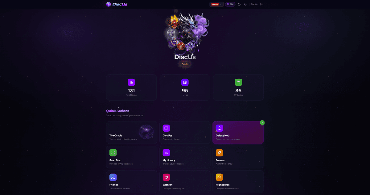 DiscUs dashboard preview